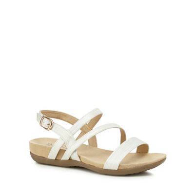 White 'Giorgio' mid heel wide fit sandals